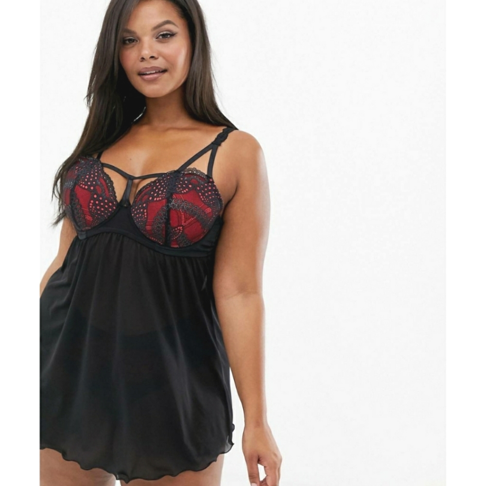 Simply Be Underwire Lace Padded Babydoll
